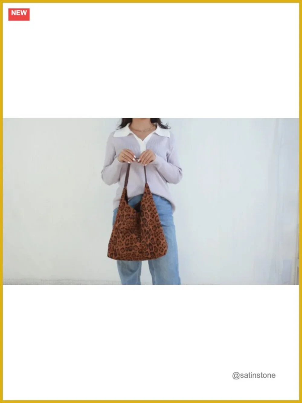 Faux Suede Leopard Print Hobo Tote Bag with Matching Purse, Large Capacity